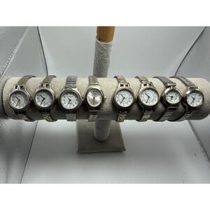 Carriage By Timex Women Lot Of 8 New Batteries Stretch Band Silver And Gold Tone